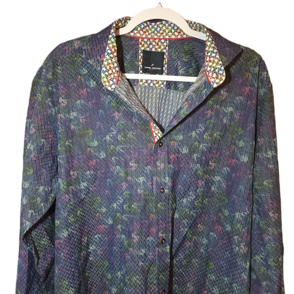 Daniel Hechter Paris button-up shirt Men's XL long-sleeve multicolor patterned - Picture 2 of 16
